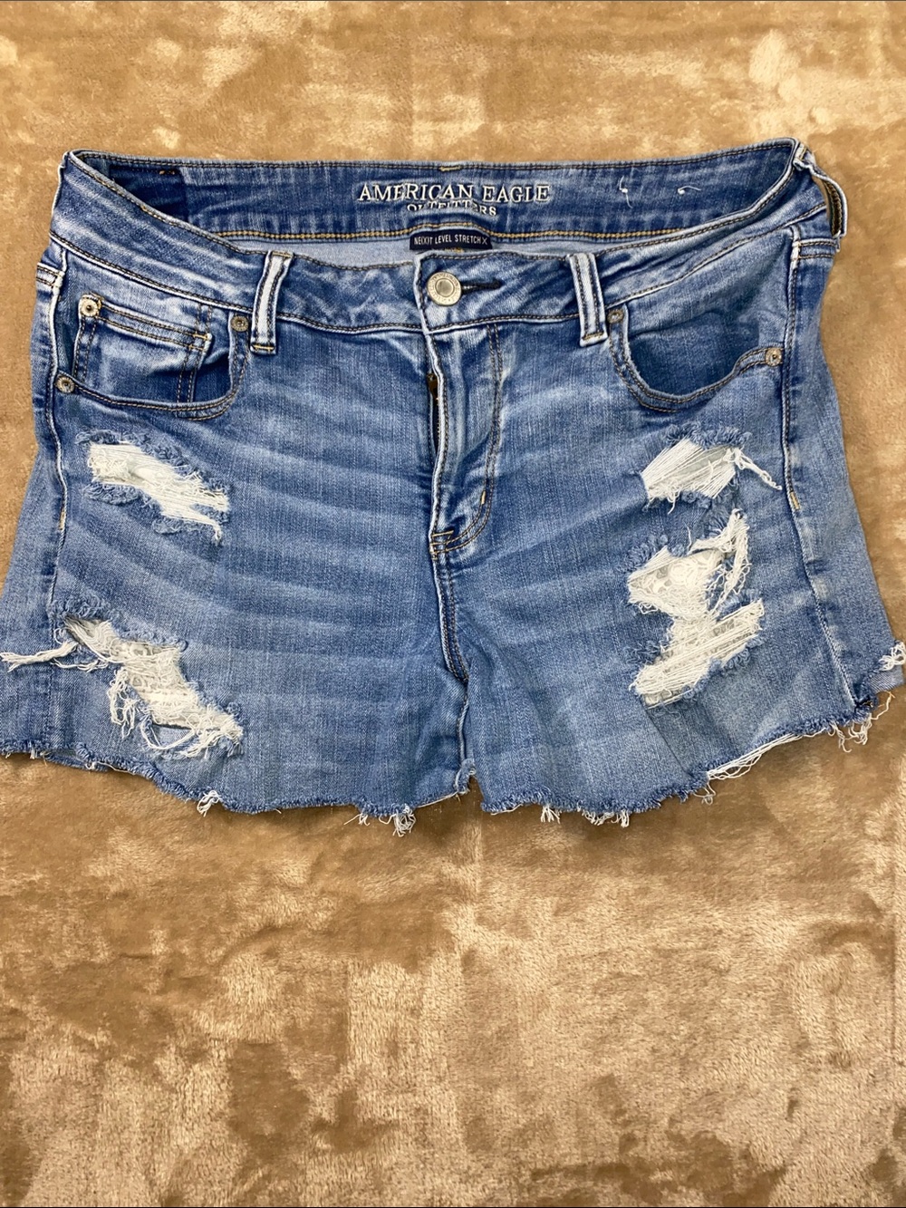 American Eagle Outfitters Distressed Light Blue Denim Shorts